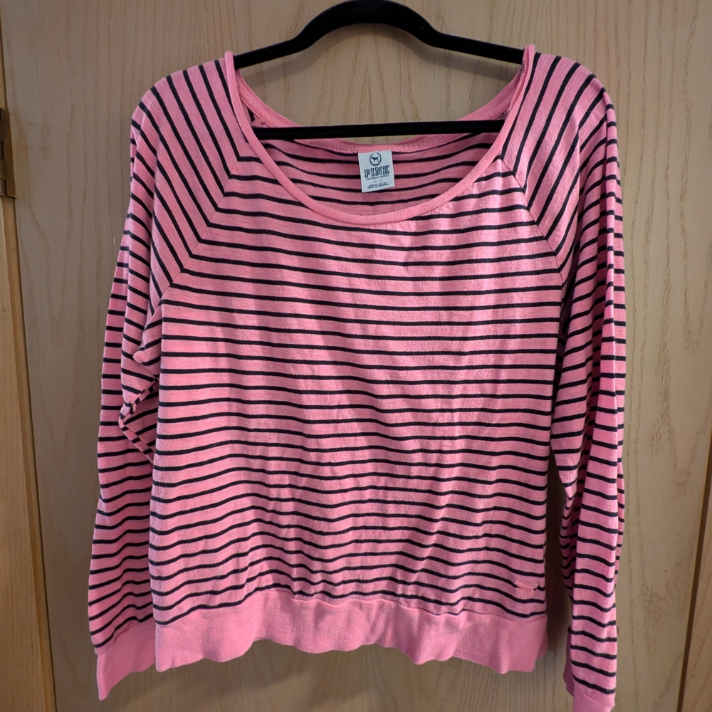PINK Victoria's Secret Pink and Black Striped Top